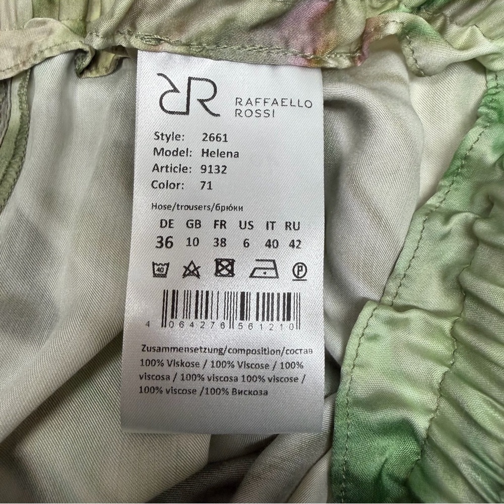 RAFFAELLO ROSSI Multicolor Patterned Wide-Leg Pants size 6 - Picture 9 of 11